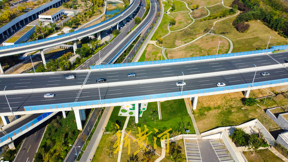 二环高架下新增荷花彩绘主题景观带