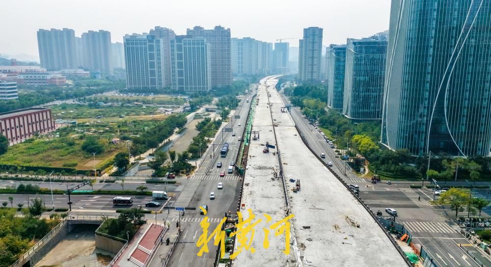济南凤凰黄河大桥南延，汉峪金谷片区高架初显
