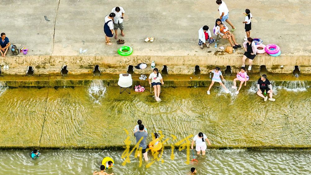 高温持续 山泉戏水感受自然凉