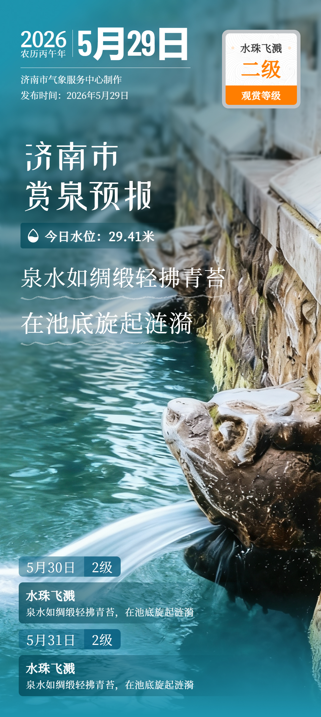 济南市本周末赏泉预报来了，附今日花粉预报