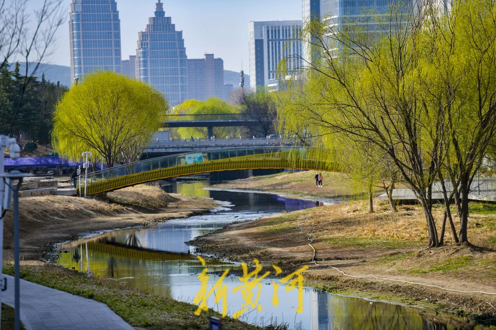 腊山河全线披绿，呈现亲水生态景观带