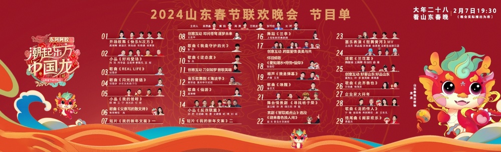 2024山东春晚节目单发布：王亚平周涛冯巩张信哲都来了