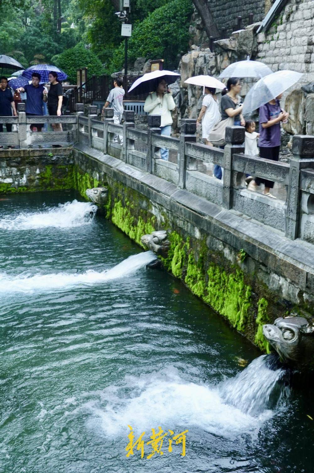 外围云系来袭飘落小雨 济南护城河开闸放水预留泄洪空间