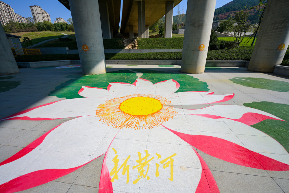 二环高架下新增荷花彩绘主题景观带