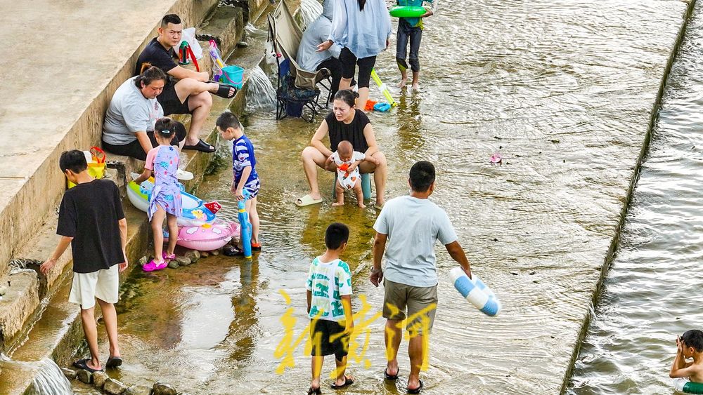 高温持续 山泉戏水感受自然凉