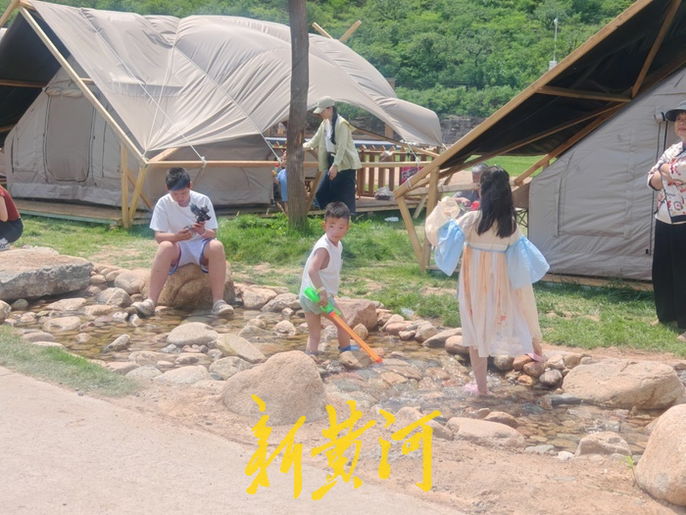 村里的草地，“长”满了市区来的帐篷