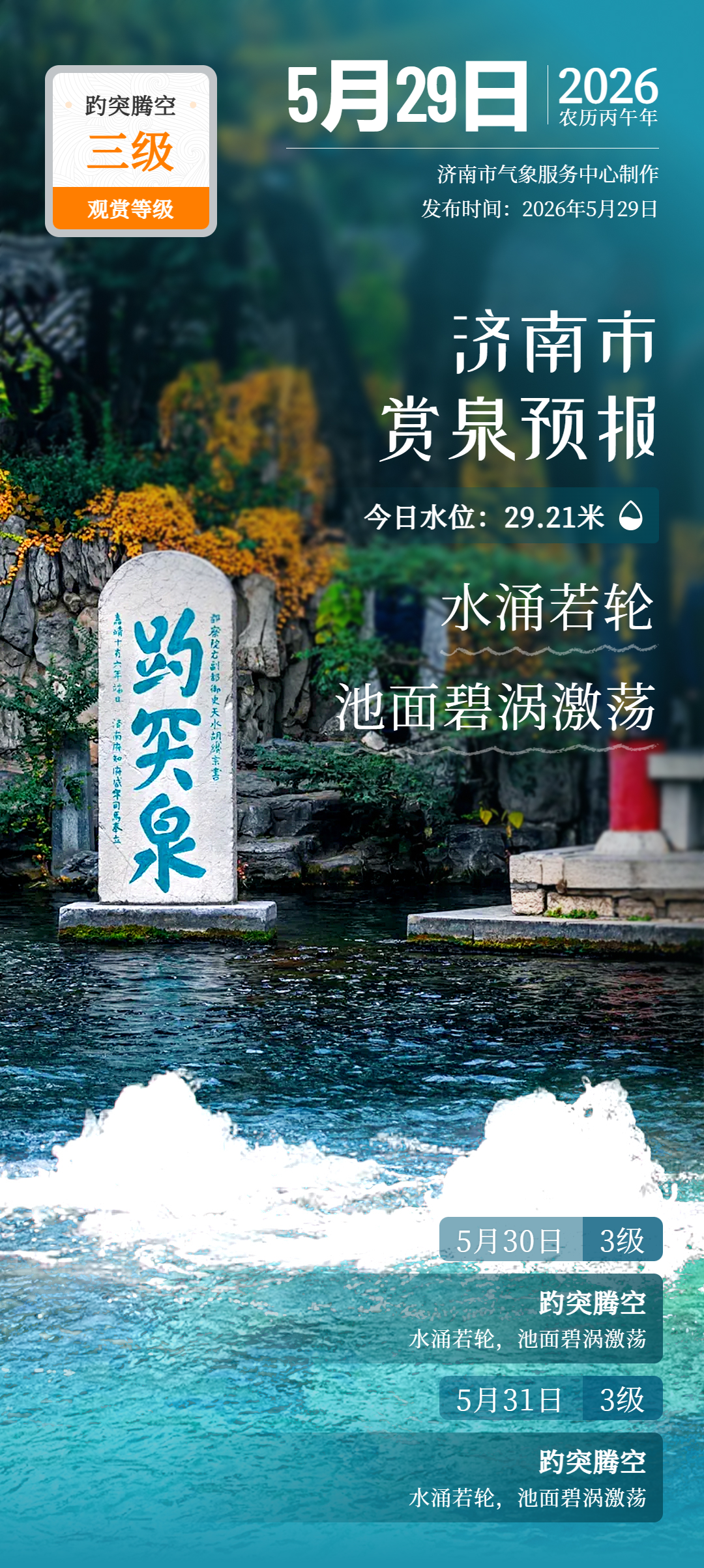 济南市本周末赏泉预报来了，附今日花粉预报
