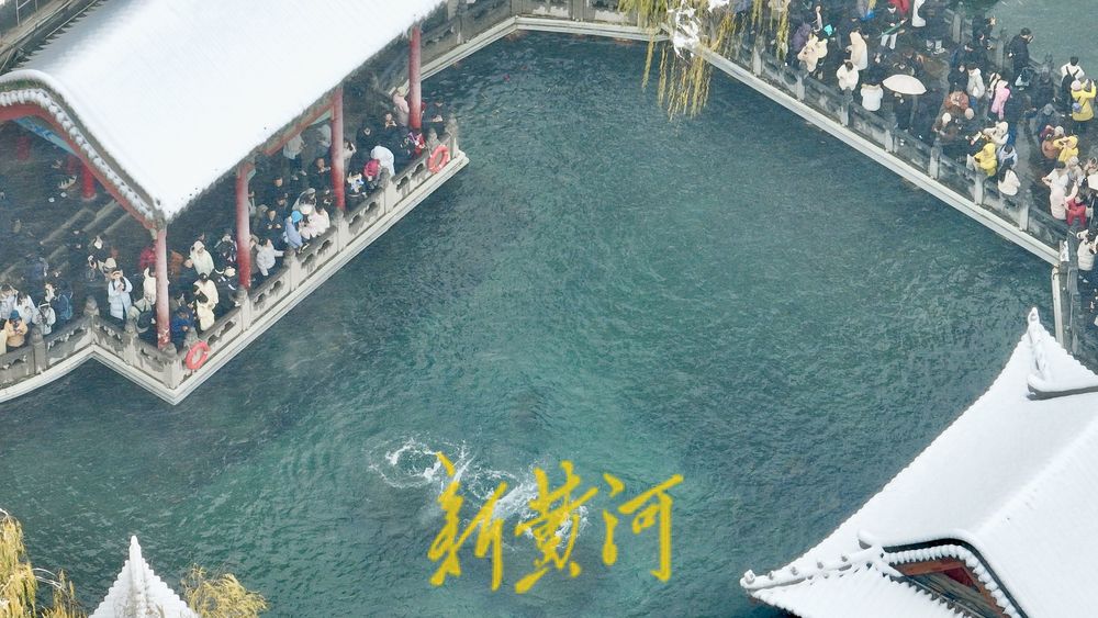 泉涌雾漫雪覆亭，雪后趵突泉诗意浓