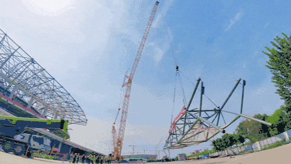新场馆现雏形，济南黄河体育中心体育馆屋盖钢结构圆满合龙