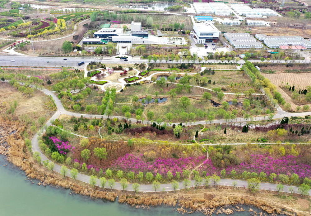 济南起步区冠世花园,水网密集百花争艳